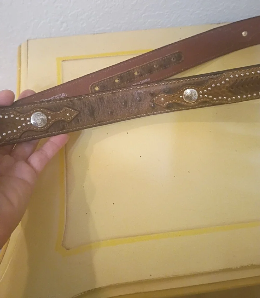 Nocona Men's Brown Leather Studded Belt - Classic Casual Style
